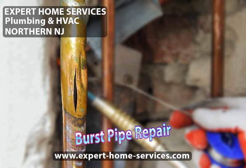 Leaking Pipes Repair by Expert Home Services Plumbing and HVAC in Passaic-Bergen-Morris-Essex counties NJ-USA