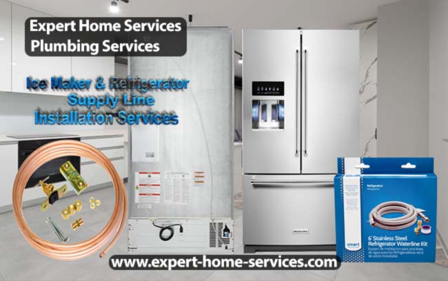 Ice Maker and Refrigerator Supply Line Installation Services by Expert Home Services Plumbing and HVAC in Passaic-Bergen-Morris-Essex counties NJ-USA