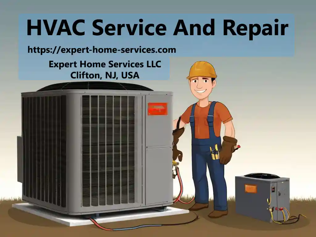 Image of an HVAC technician: preforming HVAC Service And Repair on an air conditioning unit.