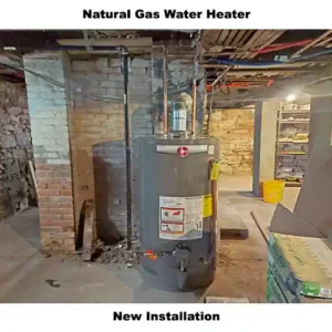Natural gas water heater new installation Maywood NJ