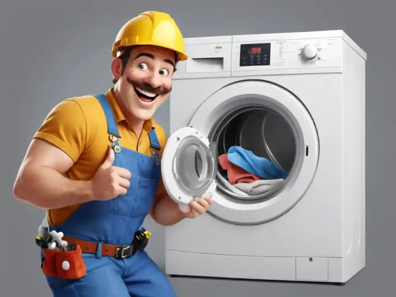 Appliance Installation north NJ - Technician installing a new washing machine in laundry room