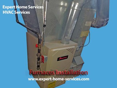 Furnaces Installation and replacement service, New furnace installed in a basement - Heating System Installation.