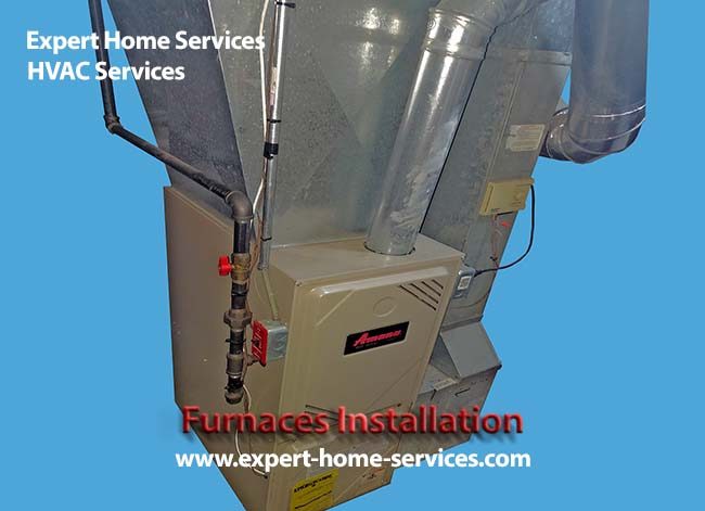 Furnaces Installation and replacement service, New furnace installed in a basement - Heating System Installation.