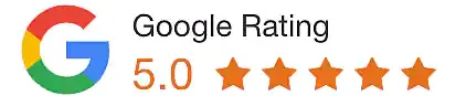 Five out of five star rating displayed on a screen. Customer Satisfaction Guaranteed!