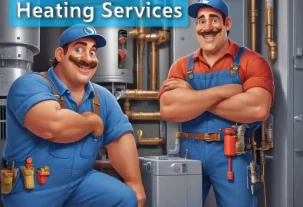 Technicians servicing a residential heating system