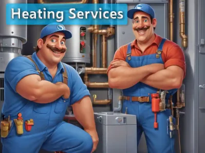 Technicians servicing a residential heating system