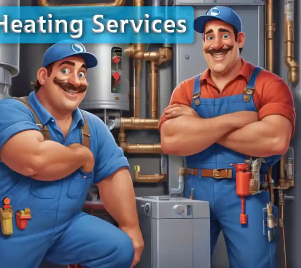 Technicians servicing a residential heating system