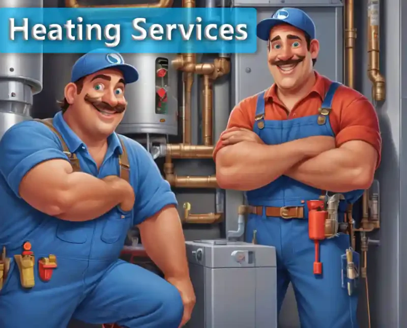 Technicians servicing a residential heating system