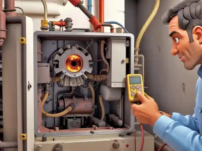 HVAC technician repairing a furnace - Emergency HVAC Repair Services.